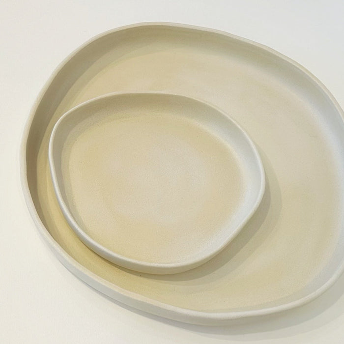 Handmade Ceramic PLATE | Color: White Coud. (Size: 11")
