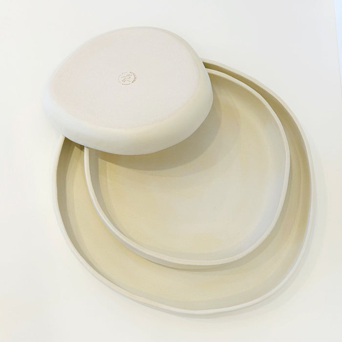 Handmade Ceramic PLATE | Color: White Coud. (Size: 11")