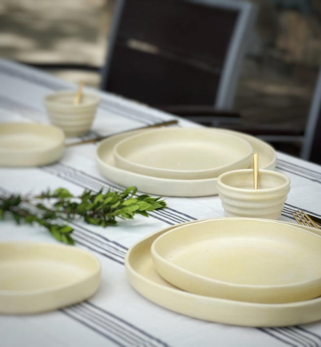 Handmade Ceramic PLATES | Color: White Cloud. (Sizes: 8.5" & 6")