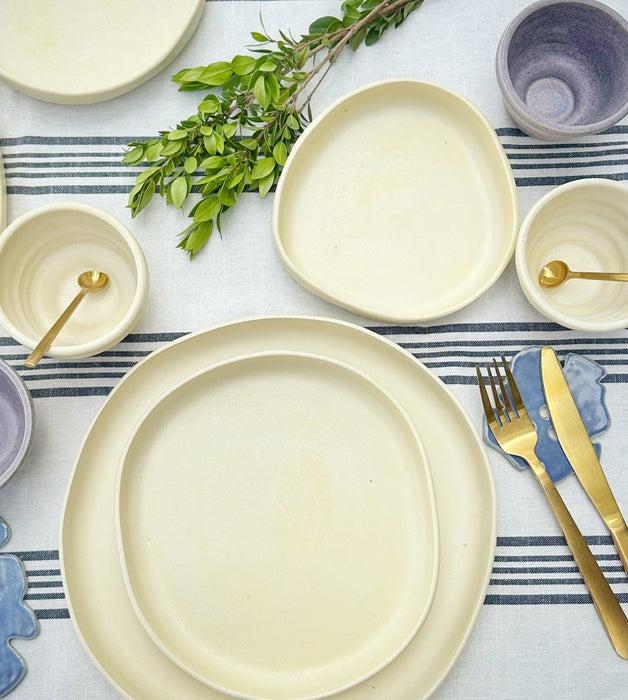 Handmade Ceramic PLATES | Color: White Cloud. (Sizes: 8.5" & 6")